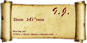 Ibos János névjegykártya
